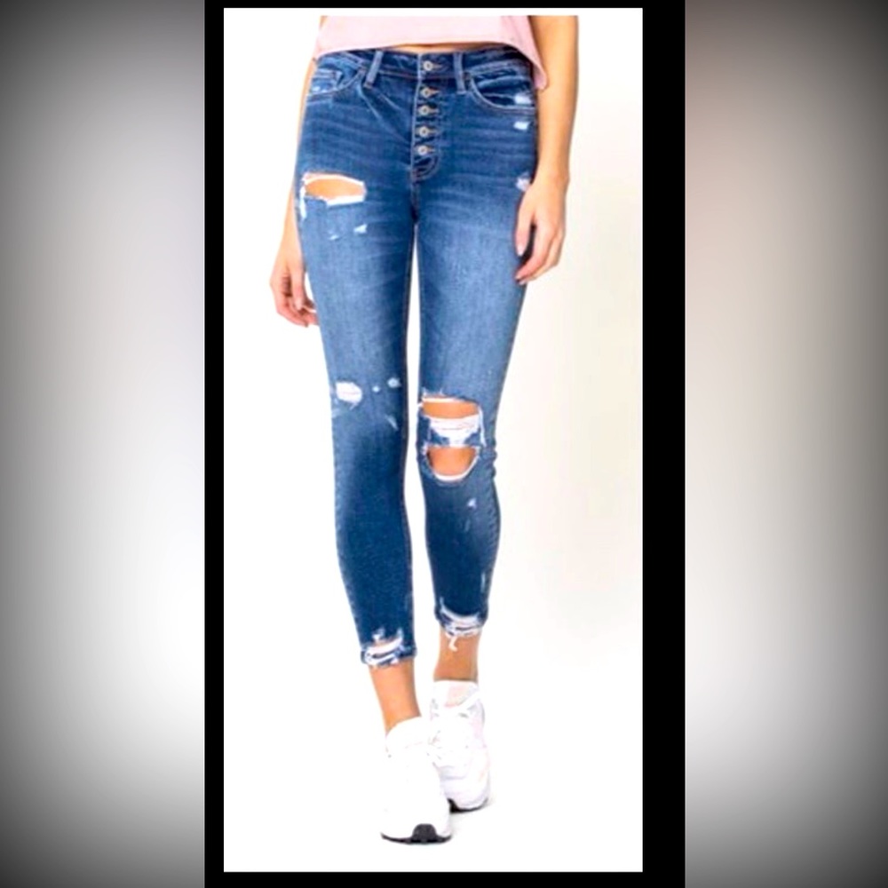 Tularosa Vervet High-Rise Distressed Crop